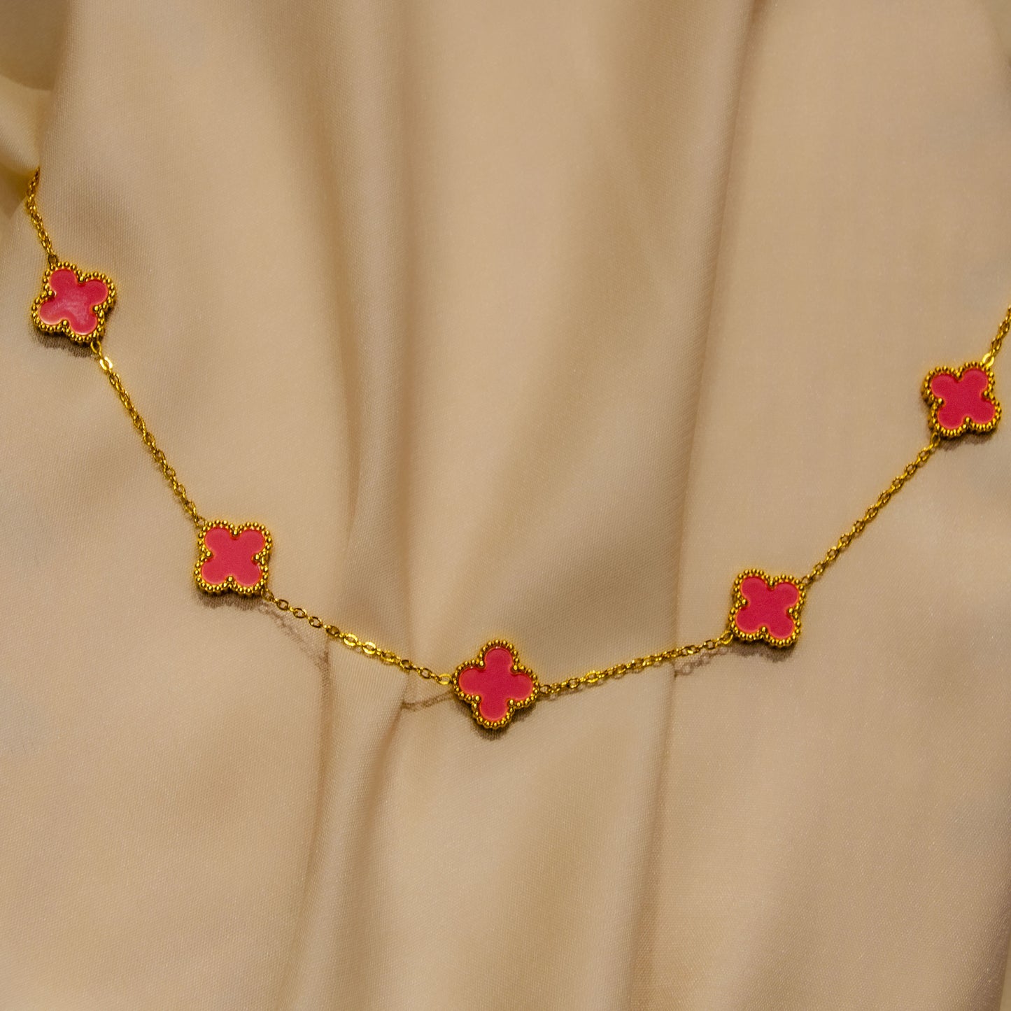 Pink Clover Necklace