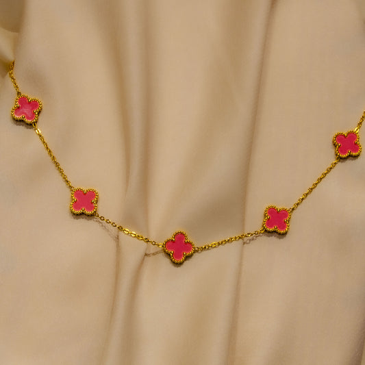 Pink Clover Necklace
